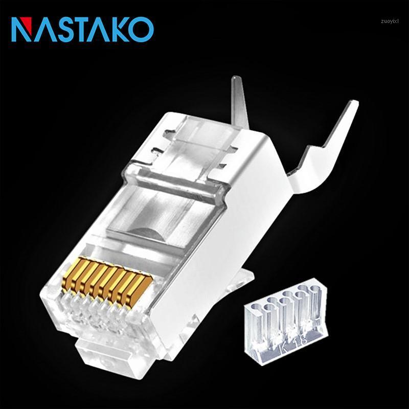 

RJ45 Cat6 Connector Cat6 RJ45 plug 50U Gold-plated Shielded Connector 8P8C Ethernet Network Cable Cat 6 Modular Plugs1