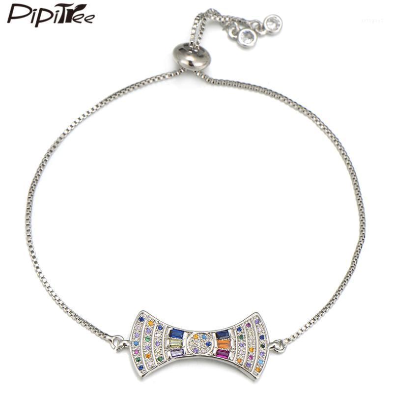 

Charm Bracelets Pipitree Unique Geometric Sector Bracelet Princess Cut Cubic Zirconia Crystal Adjustable Chain Women Jewelry Gift1