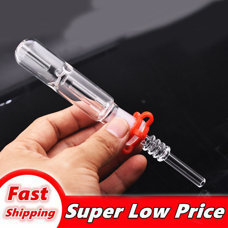 

Hot sale dab Straw Glass recycler bong 14mm 18mm male Quartz Nail tip vs GR2 Titanium Nail Micro Collector pipe with Keck Clip