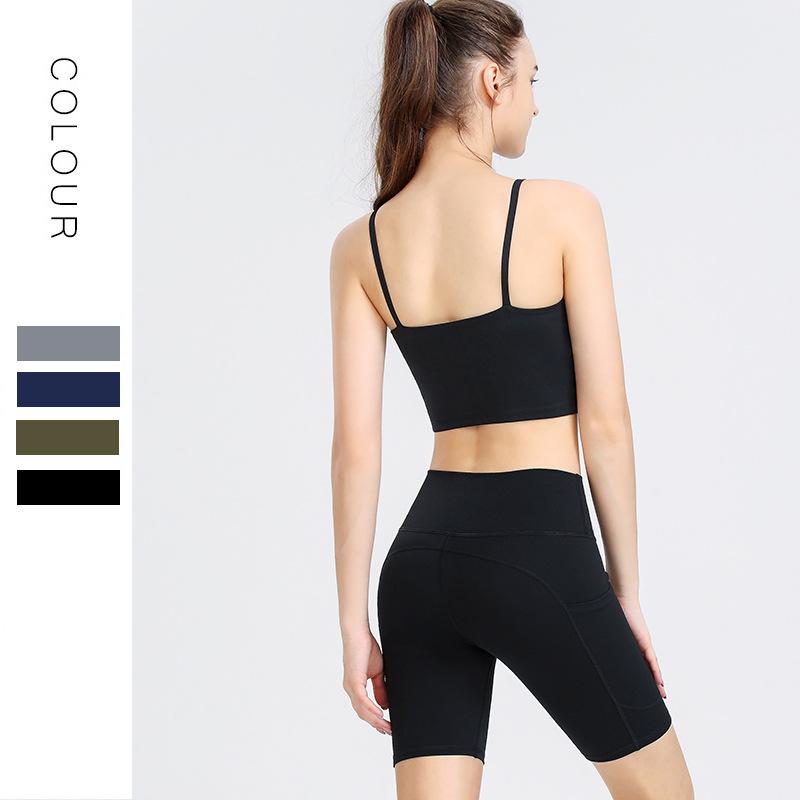 

New summer yoga suit short tight-fitting nude high waist fitness pants hips yoga shorts clothes women, Beige