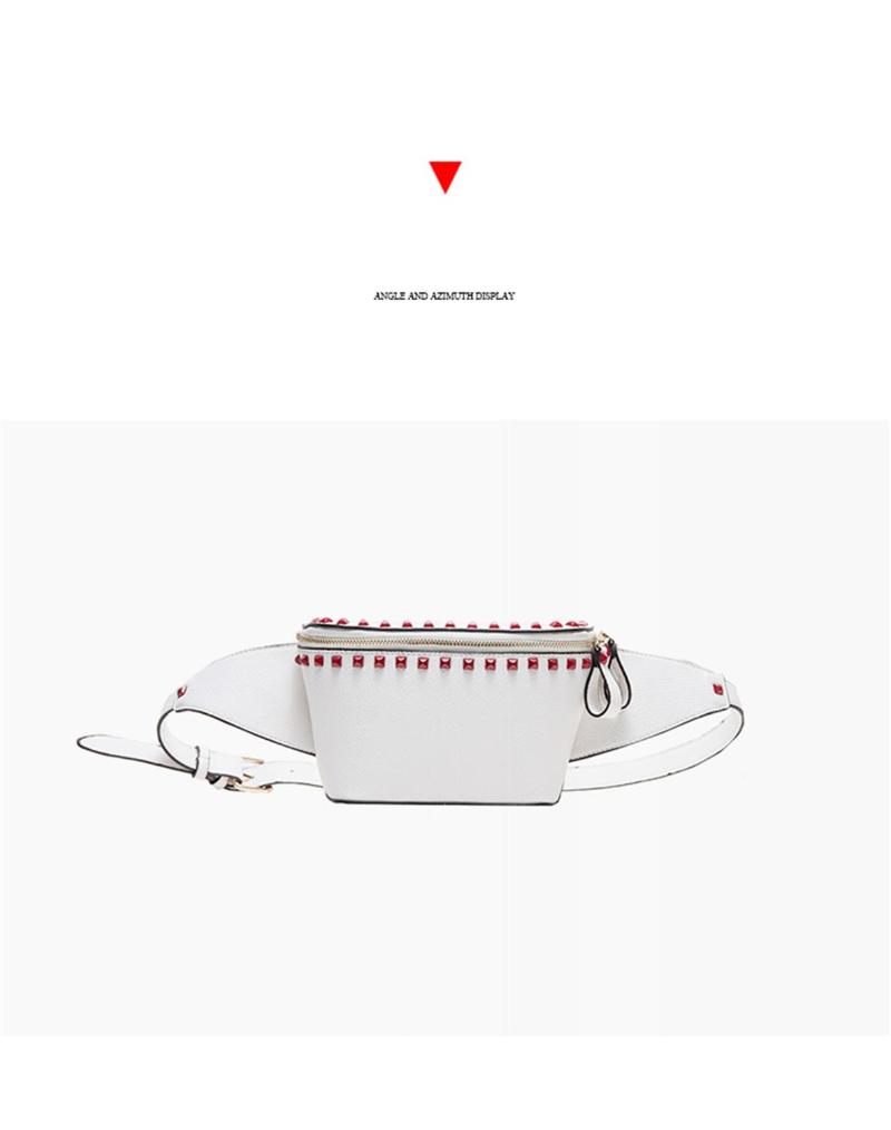 

New 2020 with white rivet chest bag small bee hang red rivet decoration Fanny pack chest women bags