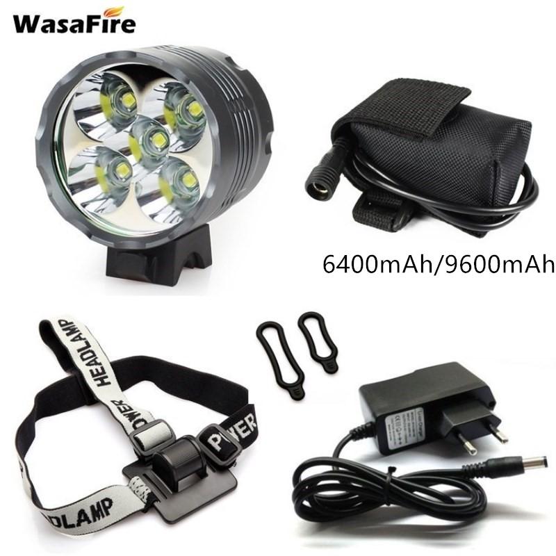

WasaFire 5* XML T6 Bike Light 7000 Lumen LED Bicycle Light Headlamp Cycling MTB Headlight + 9600mAh Battery Pack + 8.4V Charger