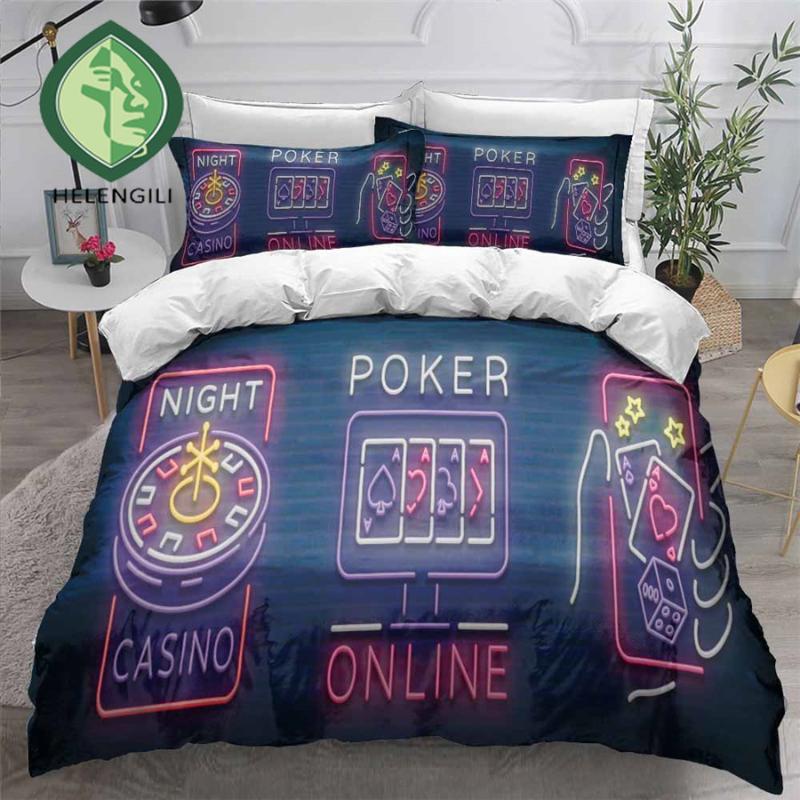 

HELENGILI 3D Bedding Set Playing Cards Print Duvet Cover Set Bedclothes with Pillowcase Bed Home Textiles #PK35, As pic