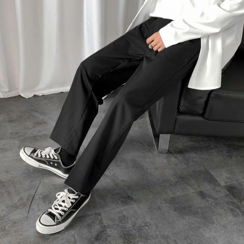 

Men's trousers 2021 spring and winter new solid color nine-point pants straight trousers loose casual young men's clothing, Gray