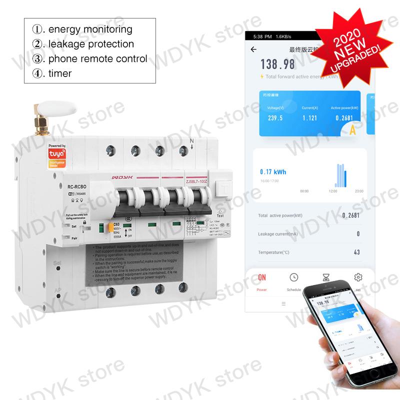 

three phase Tuya Din rail WIFI Smart Energy Meter leakage protection remote read kWh Meter wattmeter voice control alexa