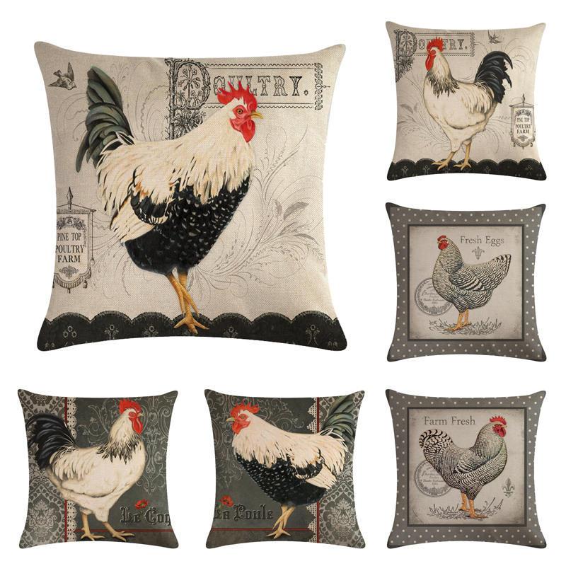 

Pillow Case Retro Farmhouse c Throw Cushion Cover Chicken Decoration Pillowcase 45x45cm Home Sofa