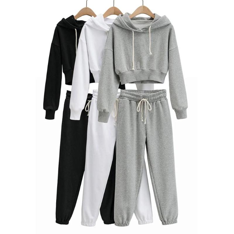 

2 Pieces Sets Women Tracksuit Nightclub Uniform Sexy Hooded long pants Set Outfit Tracksuit Women Pullover Hoodie Set Suits New, Gray