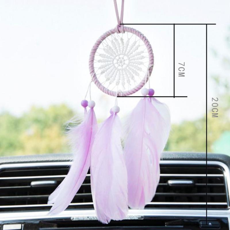 

2Pcs Feather Beads Dream Catcher Wall Car Hanging Ornament Window Decor Gift Car Accessories Interior1