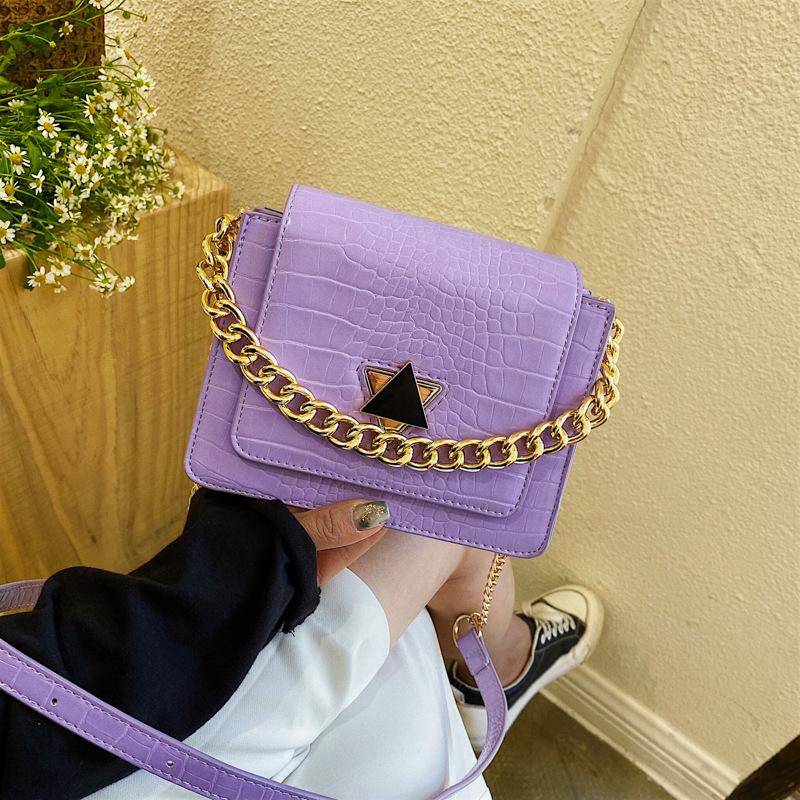 

Fashion Metal Chains Handbags Designer Square Flap Shoulder Bags Luxury Mini Crossbody Bag Pu Leather Female Purses 2021 Women, Black