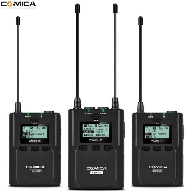 

COMICA CVM-200A UHF 96-channels Metal Wireless Microphone Transmitters Receiver 120m Recording for DSLR & Camcorder Video