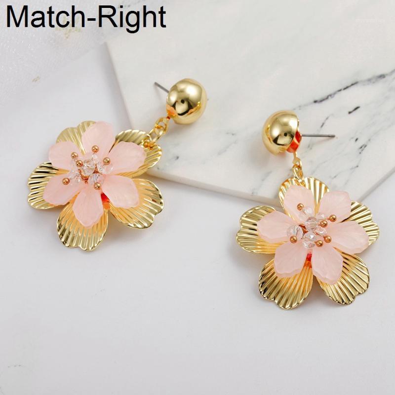 

Match-Right Women Statement Big Flower Dangle Earrings For Women Korean Cute Gold Color Drop Earrings Pendant Jewelry SP7951