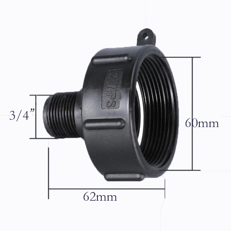

10PCS/lot IBC Water Tank Reducing Adapter Durable S60 Fine Thread to 3/4'' Garden Hose Connector 2inch NPS, Black
