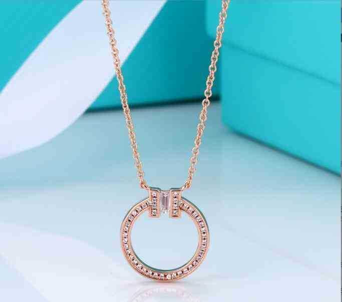 

Rose New TIF Pendant Necklace Necklace Woman's Round T Clavicle Gold Platinum gold Jewelry G1116