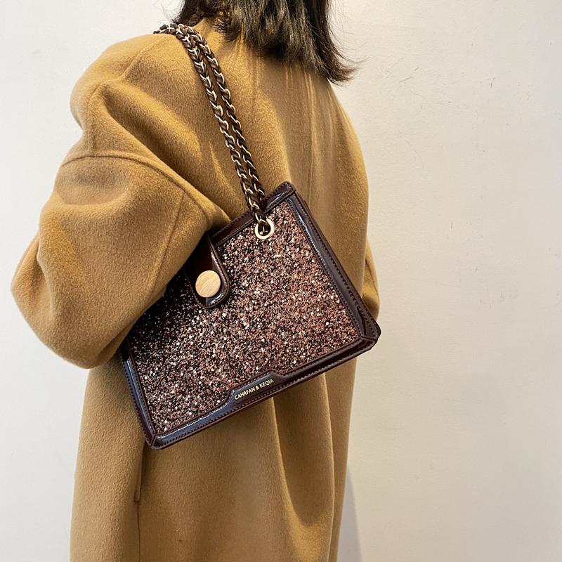 

New Shoulder Bags Women Box Style Bling Bling Good Quality Messenger Totes Bag For Summer Spring Small Middle Size, Black