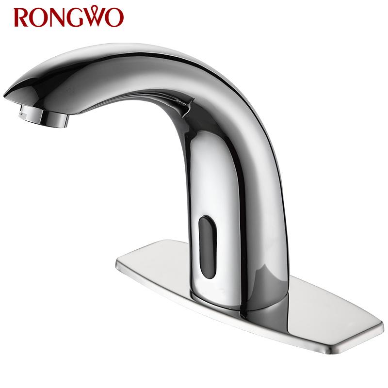 

RONGWO Sensor Faucet Automatic Infrared Sensor Hand Touch Tap Hot Cold Mixer Water Chrome Polished Sink Faucet Bathroom Tap