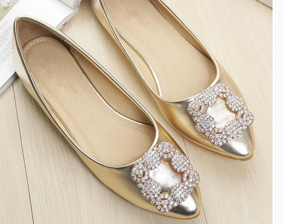 

2021 Free Send Spring and Autumn New Style Flat Bottom Water Drill Pointed End Shallow Mouth Women's Shoes@01 ASE4, Brown