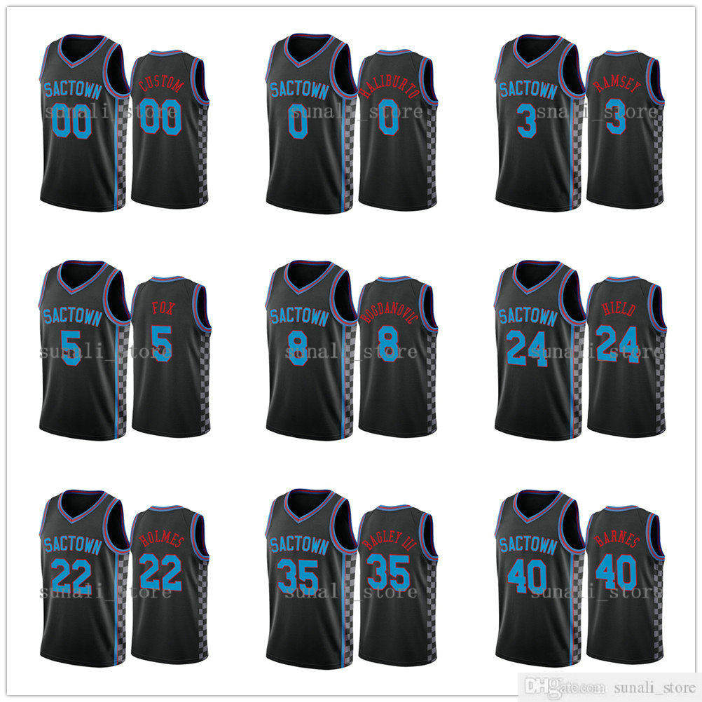 

2020-21 City Black Tyrese Haliburton De'Aaron Fox Marvin Bagley III Bogdan Bogdanovic Buddy Hield Harrison Barnes Woodard II Ramsey Jerseys, Customize (tell me name and number)