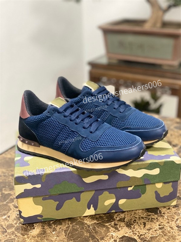 

Stud runner Camouflage Trainers Designer Shoes Mesh Real Leather Combo Rock Runner Sneakers for Men Women Rubber Sole size38-46, 07