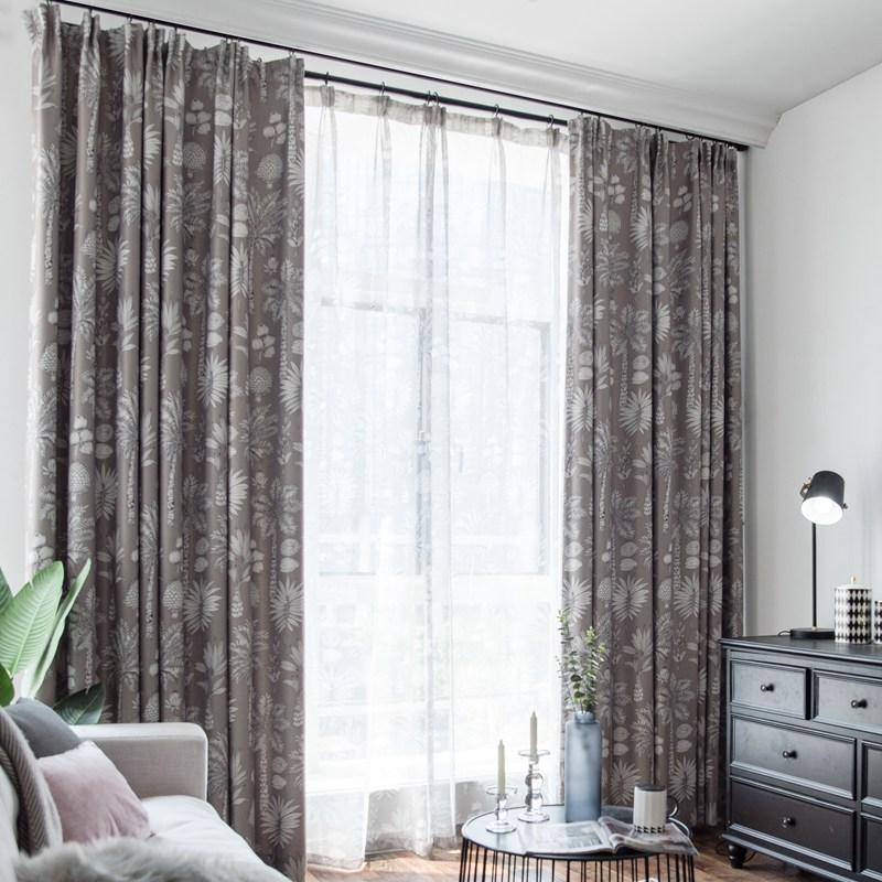 

European Style Modern Curtain 3D Home Decoration Bedroom Curtains Window Fabric Drapes, Gray