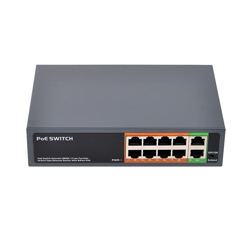 

PSE108EX V2.0 104W 8 Port Poe Plus 2 Uplink with Extender Function IEEE802.3Af/At Network Poe Switch(EU Plug