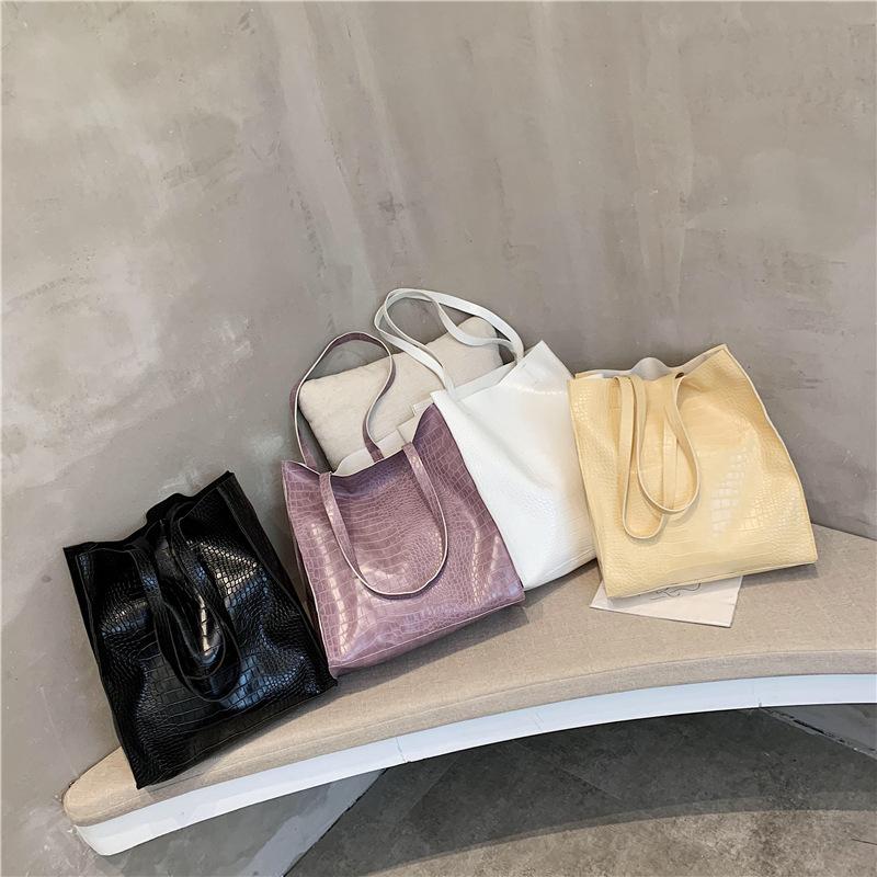 

2021 Women Fashion Versatile PU Leather Shoulder Bag Book Bag Totes Handbag, Black