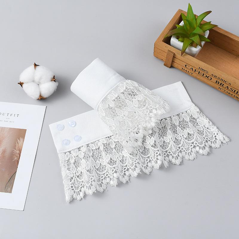 

New 1 Pair Girl Lace Fake Sleeves for Women Shirt Sweater Floral Embroidery Pleated Wrist Warmers Fake Cuff Ladies False Cuffs