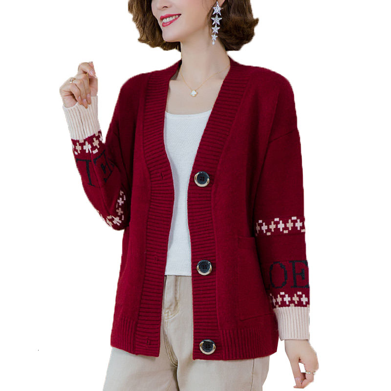 

Female Winter Knitted Cardigan New Short Stylish Sweater Loose Mesh Woman's Plus Size Wool Jacket R619 Xp0x, Dark grey
