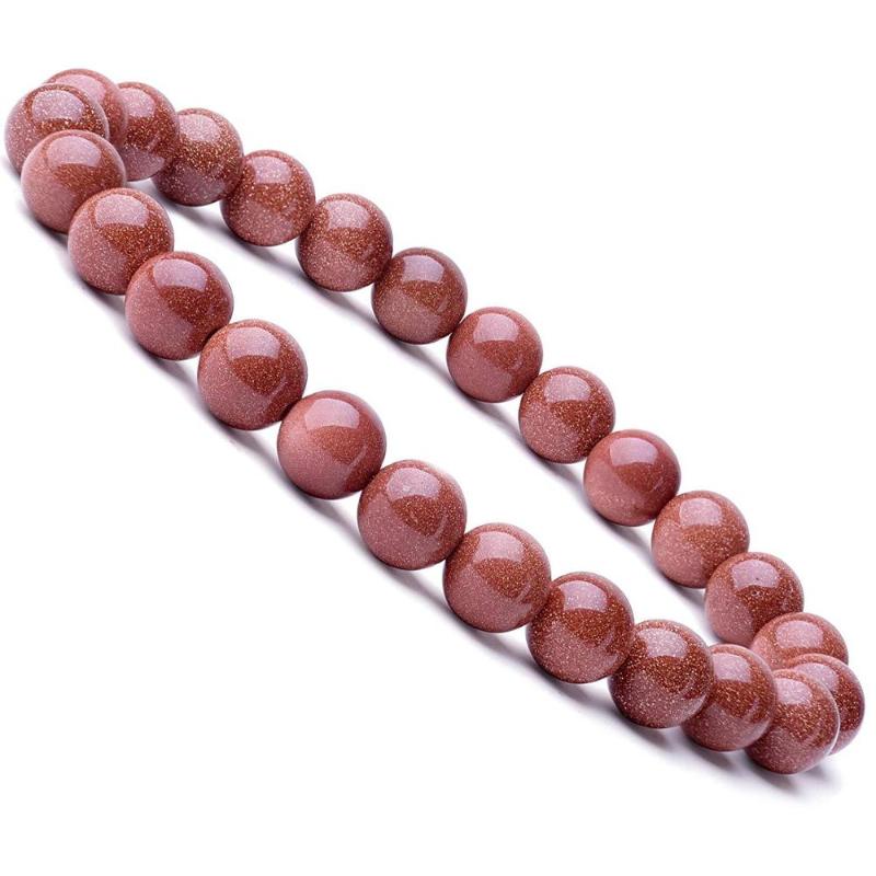 

XiongHang 8MM Bead Bracelet Summer Style Jewelry Simple Natural Golden Sand Stone Bracelet Elastic Bead For Men