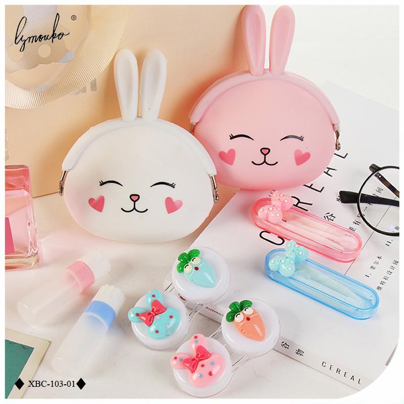 

Lymouko 1 Set Cute Silicone Contact Lens Case with Mirror for Women Gift Container Eye Care Lenses Box Multi-purpose Bag1