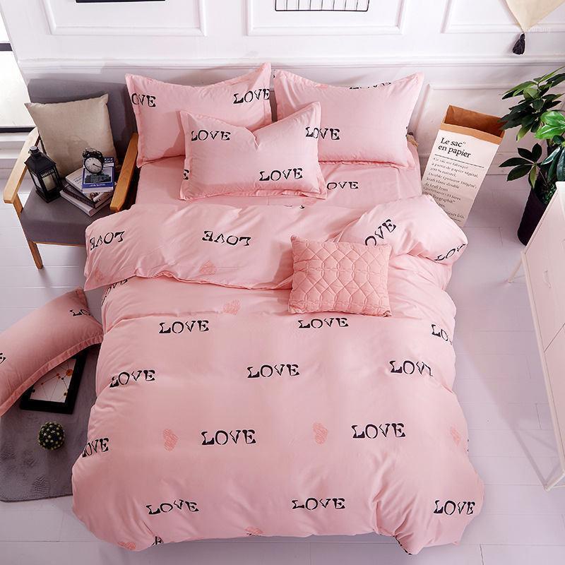 

Bedding Sets Letter Alphabet Pink Cartoon Printed Bed Cover Set Duvet Adult Child Sheet Pillowcase Comforter 61010