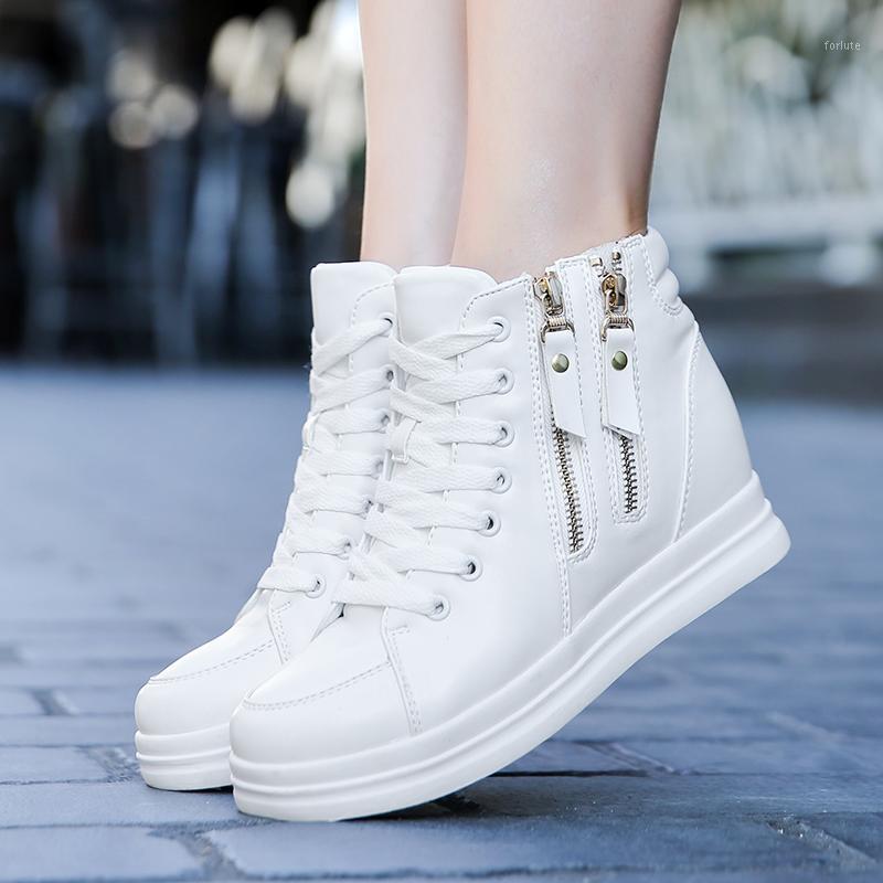 

Women Shoes Sneakers Summer Autumn Platform Wedge Heel Boots Women Shoes Increased Platform Sole Female Fashion Casual Zip Botas1, Black