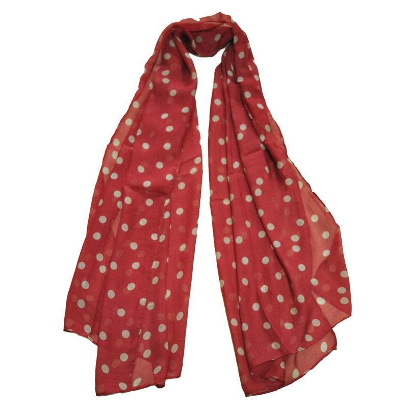 

Fashion Women Ladies Beautiful Polka Dot Spotted Spot Scarf Wrap Shawl Wine Red