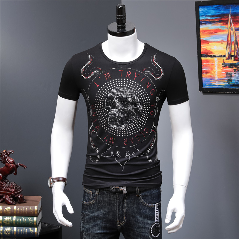 

Cotton T-shirt 100% Print-shirt Short Top t Occasional Men 4fhn, Black