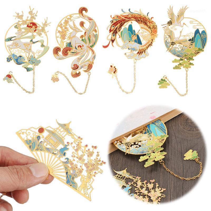 

Chinese Style Retro Classic Hollow Design Brass Bookmark Tasseled Book Clip Pagination Mark Stationery School Office Supply1