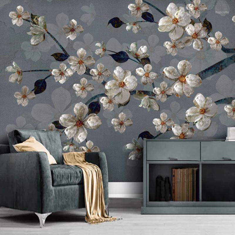 

Custom Mural Wallpaper European Style Retro Abstract Nostalgic Rural Flower Background Wall Papers Living Room Study Home Decor1, As pic