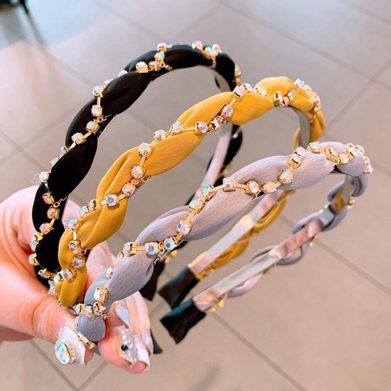

New Fashion Simple Crystal Hair Hoop Head Hoop Women Girls Korea Trendy Solid Color Headwear Hair Accessories Ornament Gift