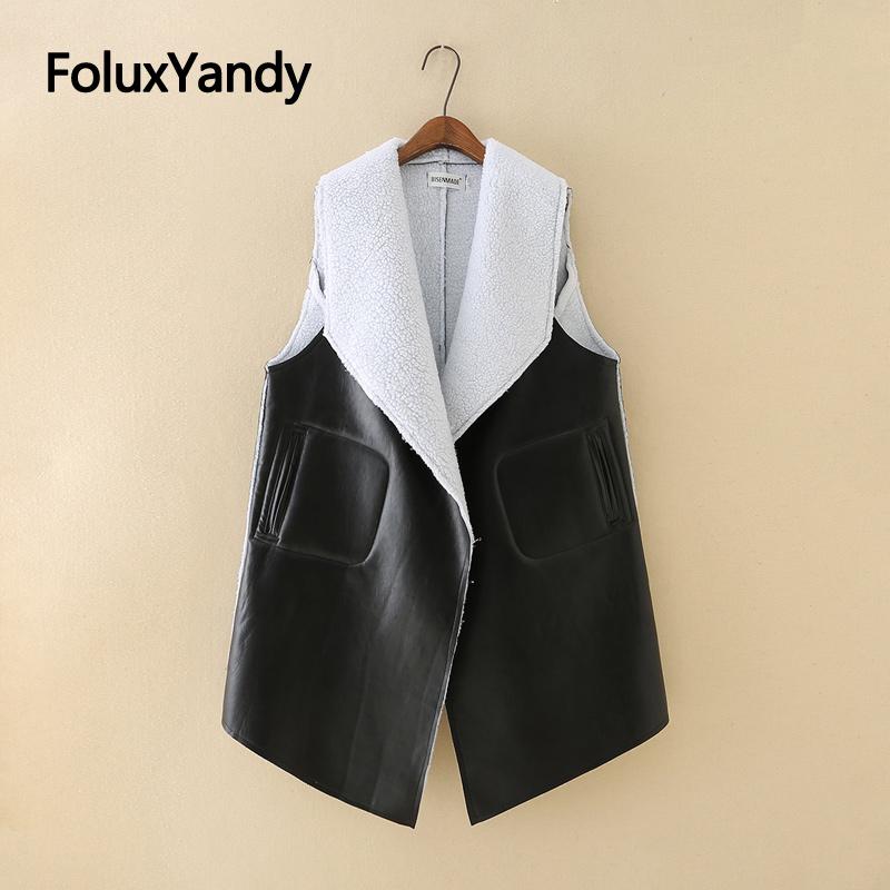 

Faux Fur Women's Vest Plus Size 3 4 5 XL Sleeveless Winter Coat Warm Thick Open Stitch Outerwear Casual Vests SWM1429, Black