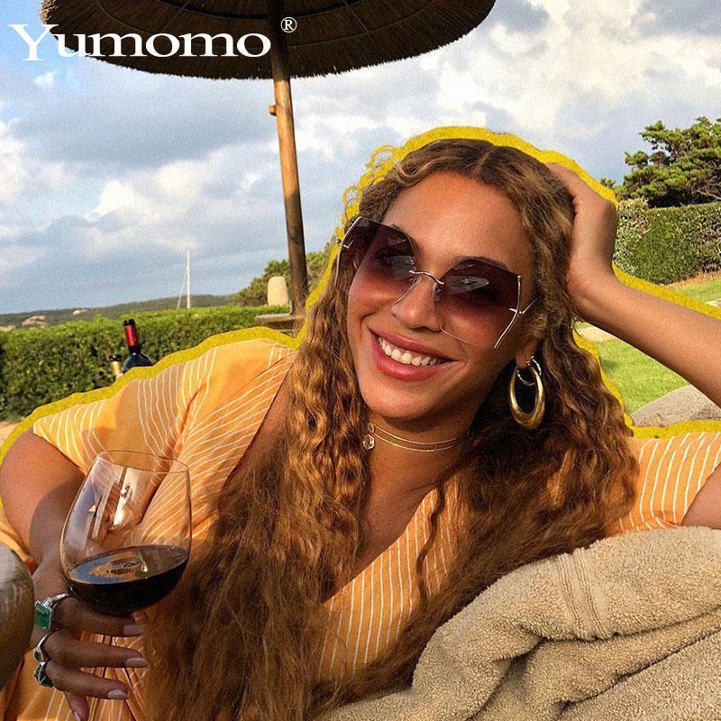 

vintage Sunglasses Women metal frame oversized square lady shades UV400 Designer fashion Rimless Glasses oculos1