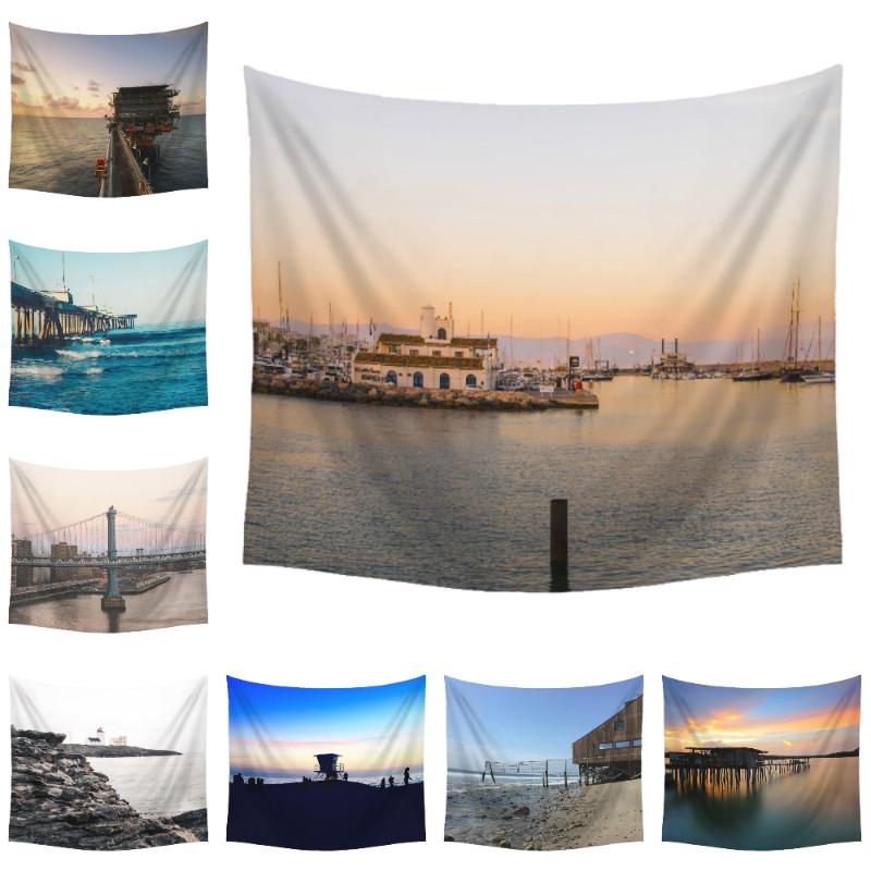 

Seaside Scenery Print Tapestry Art Wall Hanging Blanket Bedspread Beach Towel Background Cloth Carpet Living Room Decoration