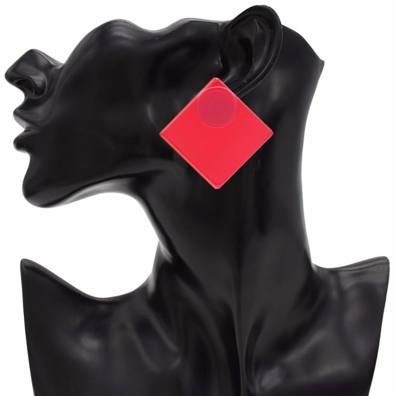 

Korean Attractive Acrylic Square Chic Earing For Women Girlfriend Punk Yellow Blue Red Pink Stud Earrings Transparent Party Gift