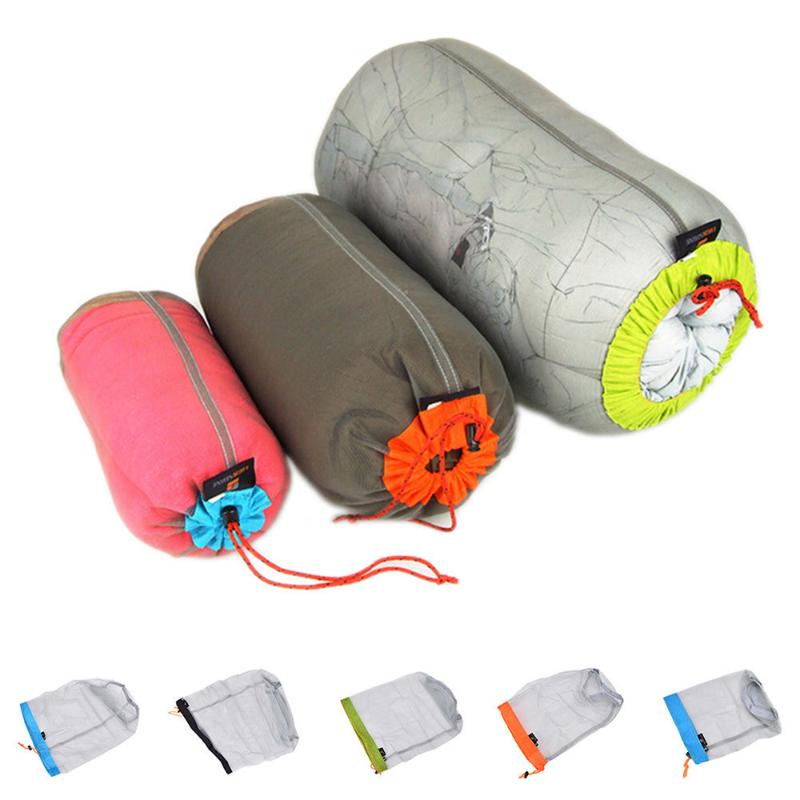 

Camping Sports Ultralight Mesh Stuff Sack Drawstring Bag Backpack Foldable Storage Bags Color random 5 Sizes