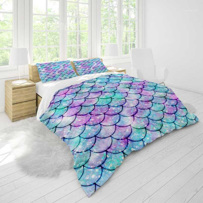 

King Size Bedding Set Home Luxury Duvet Cover Pillowcases Queen Comforter Color Scales Designer Children Cool Health Quality1, As pic