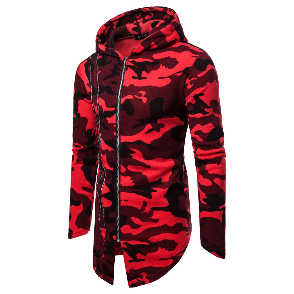 

2021 Autumn Winter Men with Street Style Hip Hop Coat Long Man Hiphop Irregular Zipper Design Hoodies Camo Ocyx, Earthy yellow.