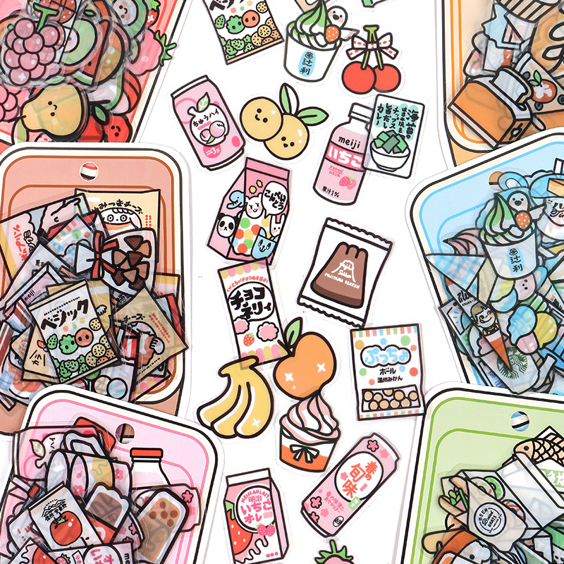 

40pcs Food Series stickers Set Kawaii Cartoon Diary Album Stationery Sticker aesthetic Decorative collage planner Album