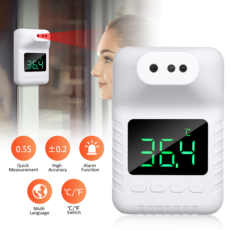 

K3X Non-contact Digital Thermometer Hanging Wall Mount LCD Display IR Infrared Counter Sensor High Precision Temperature