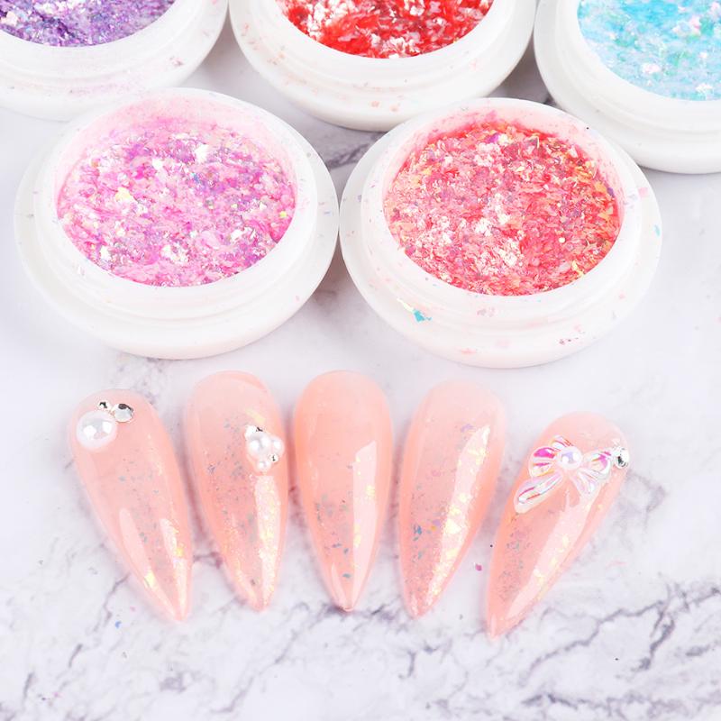 

1 Box Shiny Opal Ultra-Thin Nail Flakes Powder Irregular Nail Art Sequins Glitter Holographic 3D Decorations Accessories NT1857