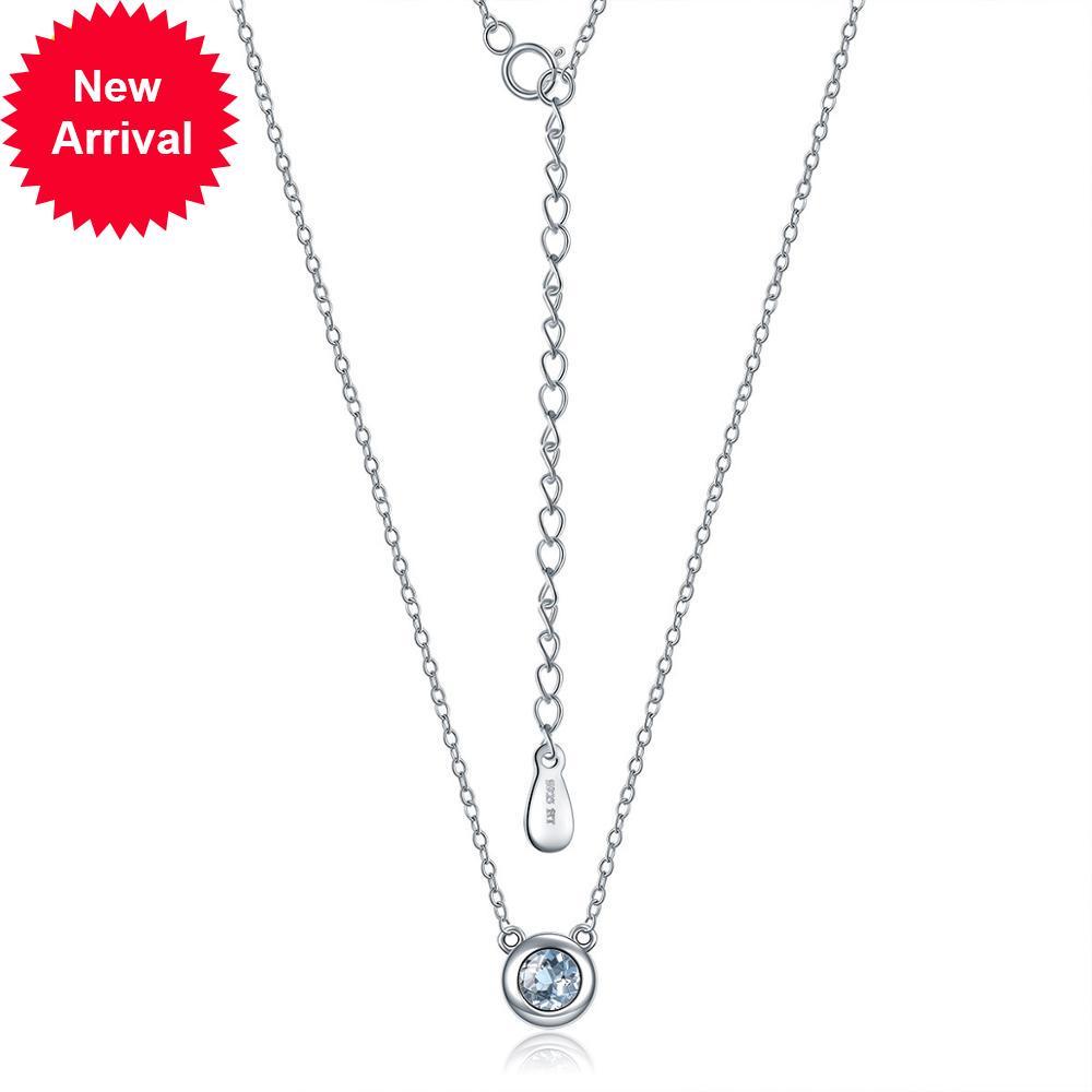 

Hutang 16 inches precious natural stone necklace solid aquamarine pendant 925 silver fine sterling jewels for new woman's gift