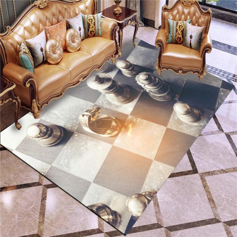 

International Chess Checkered Pattern Non-slip Area Rugs Pad Cover Floor Mat Modern Carpet for Playroom Living Room1, As picture