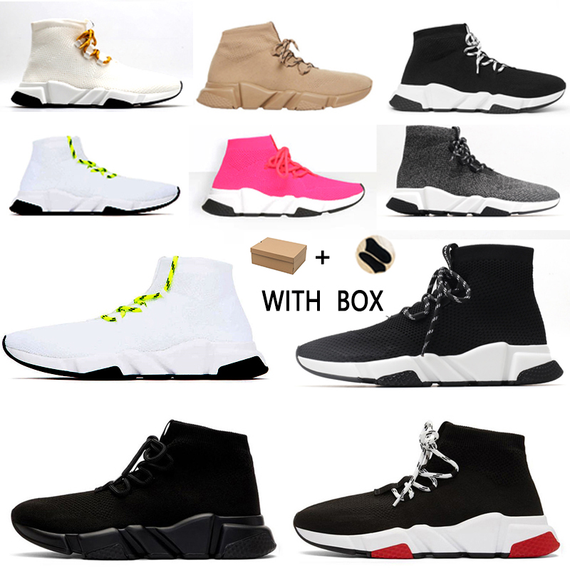 

2021 speed lace-up 2.0 trainer men women sneakers trainers Black Red White Beige Pink Clearsole mens fashion tennis shoe jogging walking #op, Box