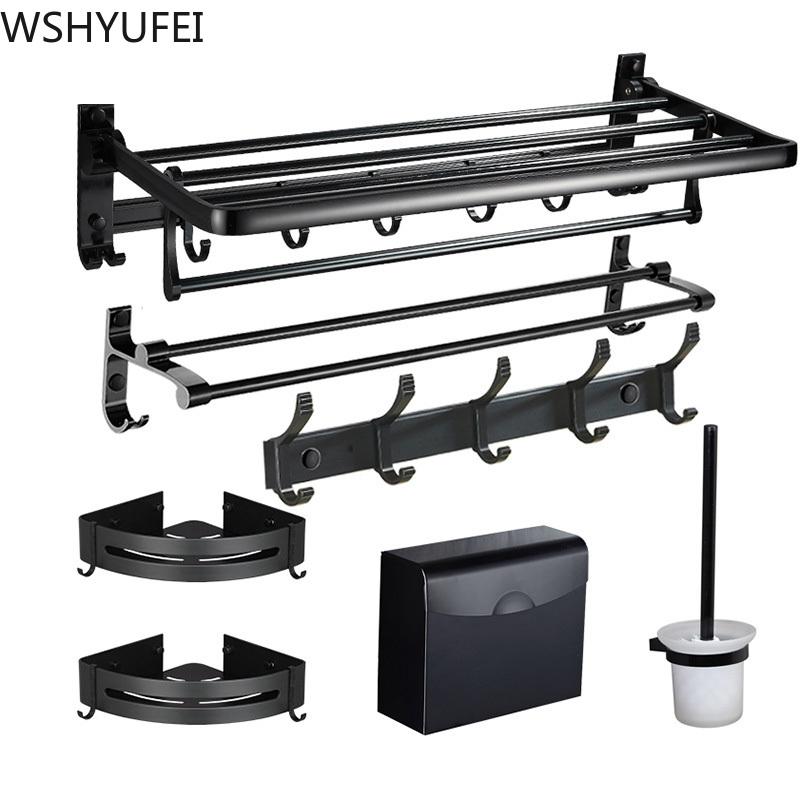 

Bathroom hardware pendant set black towel ring bathroom stainless steel antique towel rack hair dry holder accessories